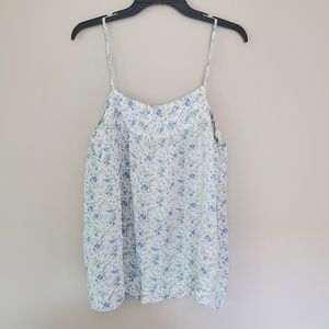 525 America Blue & White Floral Tank 100% Silk Size Large